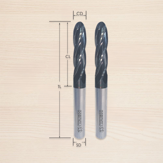 Four Flute Solid Carbide Spiral Ball Nose YTS 4